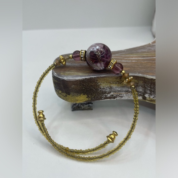 Premier Designs purple and gold Murano Glass Beaded bracelet - Picture 4 of 15